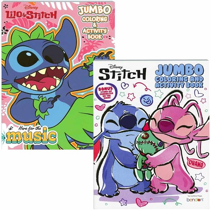 Disney Lilo & Stitch Coloring and Activity Book Set - 2 Pack | Lilo&Stitch: Here for the Music and Stitch&Angel Ohana