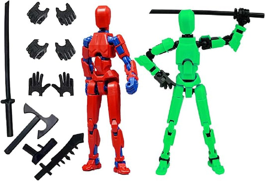 Titan T13 Action Figures Set -(Assembly Required) Robot Action Figure Fidget Toys for Nova N13 Anime Figures with 3D Lucky Dummy 13 Robot Figures Multi Movable Joints Gifts (RedBlue+Green)