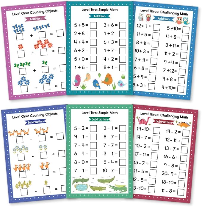 Addition & Subtraction Dry Erase Cards, Reusable Math Sheets, Childhood Education, Learning Tools, Math Flash Cards