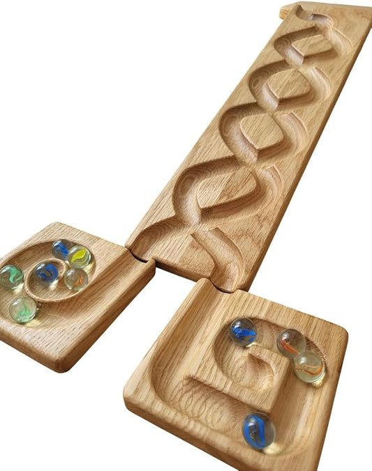 Wooden Marble Run Track – Montessori STEM Toy for Kids – Race Machine & Maze Board – Educational Wooden Roller Track Game – Whirlpool Marble Run Gift for Children