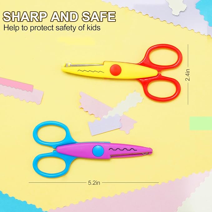UCEC 8 Pack Craft Scissors with Decorative Edges | , ABS Resin Paper Edging Scissors Set with 8 Unique Zig-Zag Patterns for Scrapbooking, Card Making, and Kids Arts and Crafts