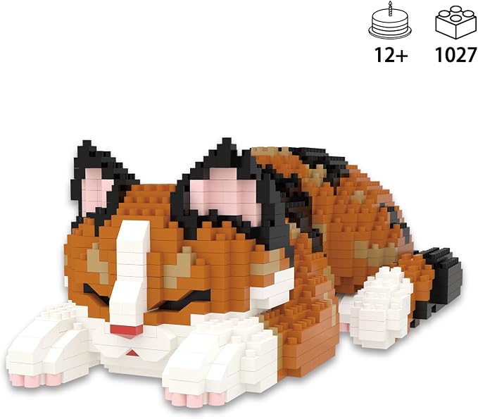 Larcele Micro Building Blocks Set, DIY Mini Building Toy Bricks for Age Over 12 Years, 1027 Pieces KLJM-05 (Tortoiseshell Cat)