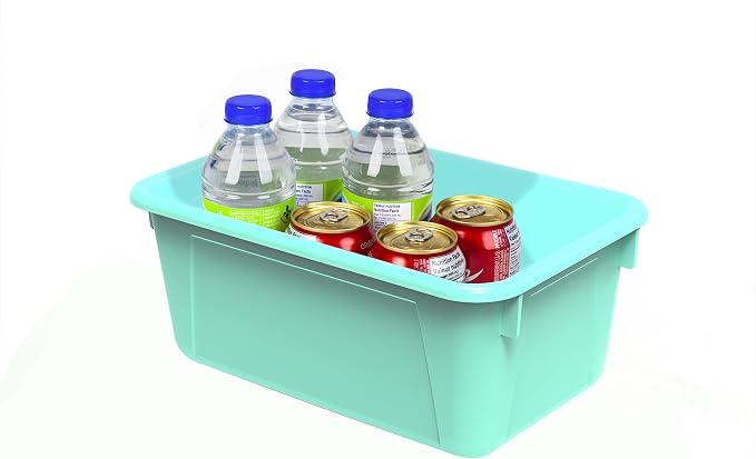 Storex Small Cubby Bins – Plastic Storage Containers for Classroom, 12.2 x 7.8 x 5.1 inches, Class Teal, 5-Pack (62420A05C)