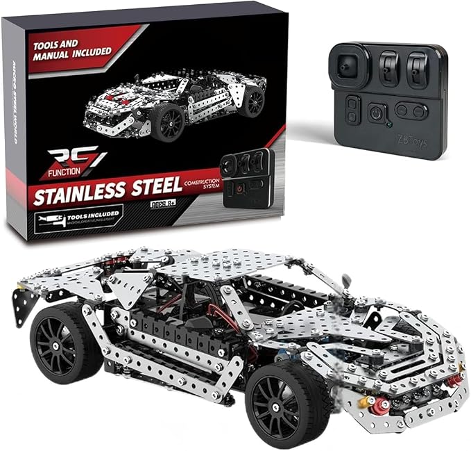 Building Sets Stem Assembly Metal 3-D Puzzle Off-Road Model Car Building Kit Construction Set Toys Assembly RC Metal Racing Car 867PCS/Included Motor