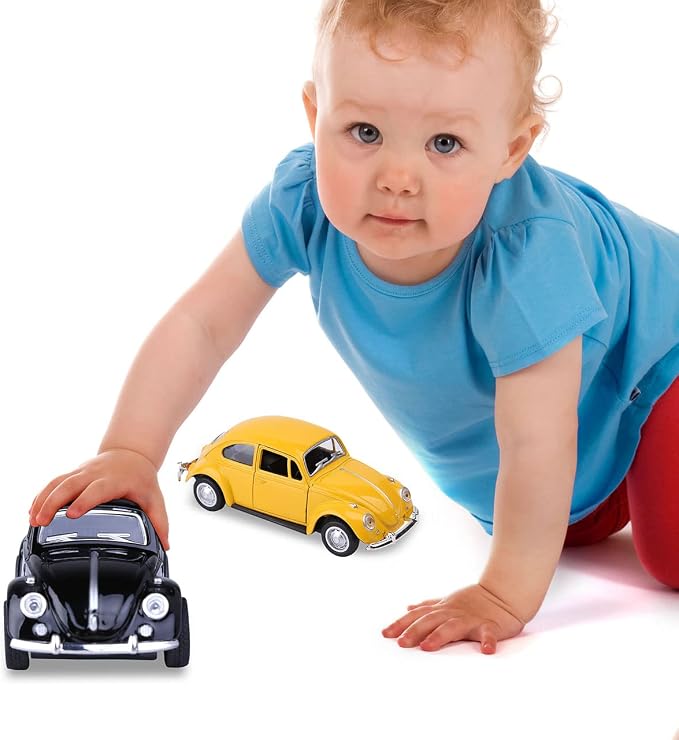 Berry President Classic 1967 Classic Beetle Bug Vintage 1/32 Scale Diecast Metal Pull Back Car Model Toy for Gift Kids (Black)