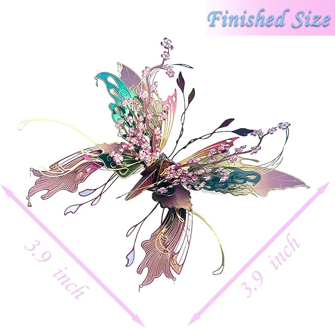 3D Metal Puzzles for Adults,Butterfly Model Building Kits,Cute Insect Design,Brain Teaser Puzzle,DIY Mechanical Assembly Kit Creative Ornament Suitable for Home Decor Art Craft (Pink)