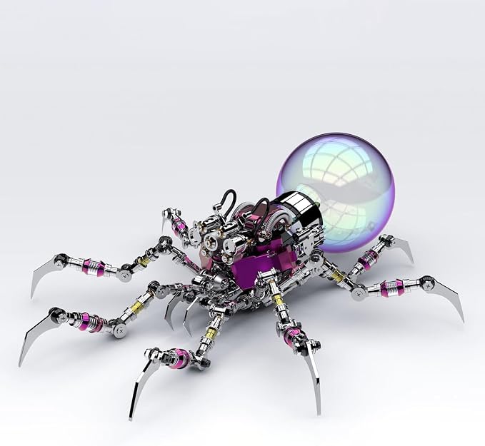 Arcynix Cyberpunk Metal Spider 3D Puzzle, DIY Sci-Fi Model with Color-Changing Eyes & Interactive Plasma Ball & Home Decor for Teens & Adults (14+), 650 Pieces, 1 Count