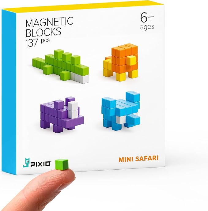 PIXIO Mini Safari - Magnetic Blocks Building Toys in Pixel Art Style - Arts and Crafts Kids Toys - Building Blocks - Learning Toys