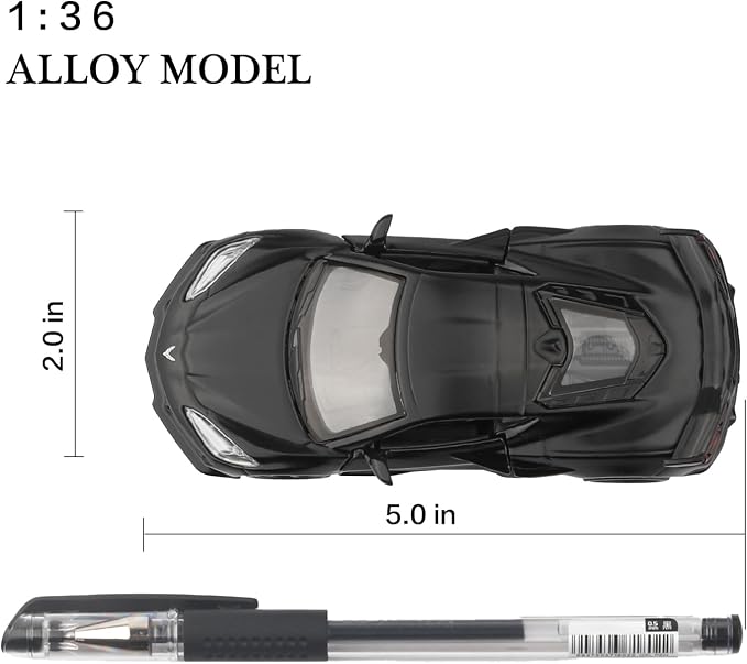 TOKAXI 1/36 Scale Chevrolet Corvette C8 Diecast Cars Models,Pull Back Vehicles Corvette C8 Toy Cars,Cars Gifts for Boys Girls