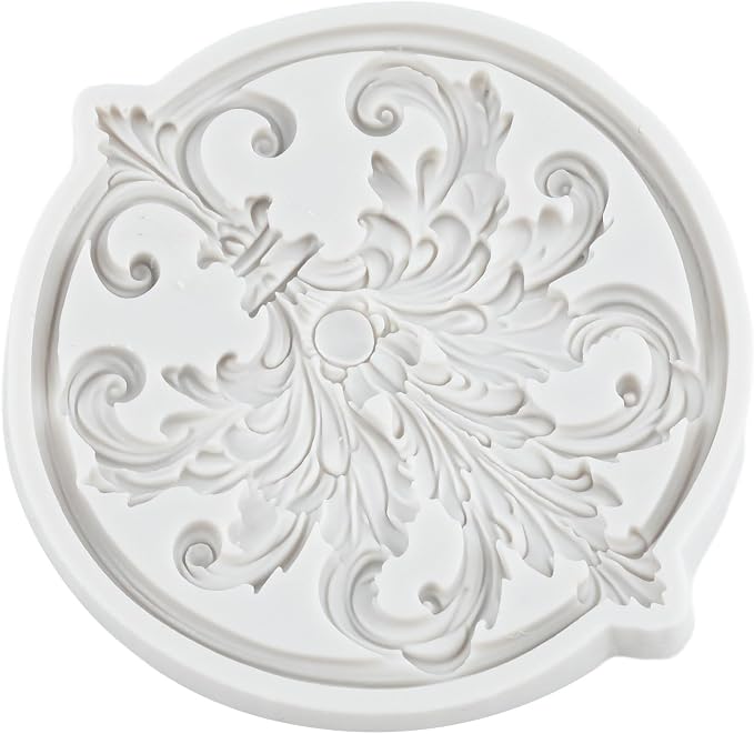 Baroque Relief Lace Silicone Mold Curlicues Scroll Lace Polymer Clay Mold Vintage Relief Flower Filigree Molds for DIY Crafts Epoxy Resin Casting Air Dry Polymer Clay Plaster Jewelry Making