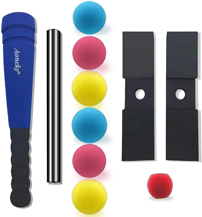 Aoneky Foam Tball Set for Toddlers 1-3 Years - First Baseball Toy with Soft Foam Bat & Balls, Stable Tee & Carry Bag, Indoor Outdoor Gift for Kids (Blue)