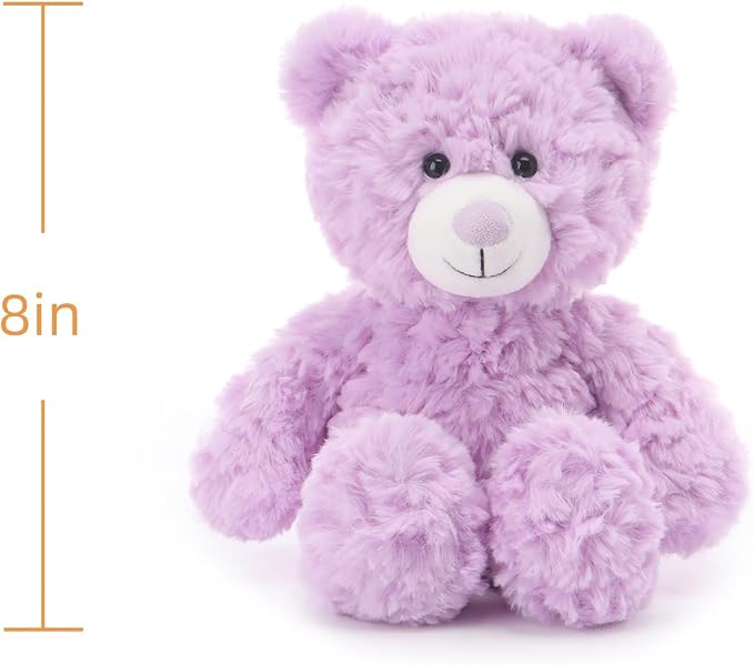 Apricot Lamb Purple Flower Bear Stuffed Animals for Kids, Soft Cute Plush Toys for Baby Girl and Boy, 8 Inches
