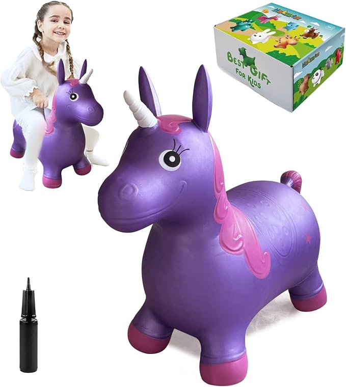 HotMax Unicorn Bouncy Horse Toys for 2 Year Old Girl, Toddlers Bouncing Animals, Ride on Rubber Jumping Toys for Baby Girl or Boy 1st Birthday Gift for 2 3 4 Year Old (Violet Unicorn)