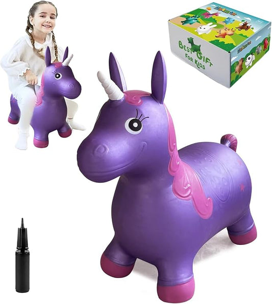 HotMax Unicorn Bouncy Horse Toys for 2 Year Old Girl, Toddlers Bouncing Animals, Ride on Rubber Jumping Toys for Baby Girl or Boy 1st Birthday Gift for 2 3 4 Year Old (Violet Unicorn)