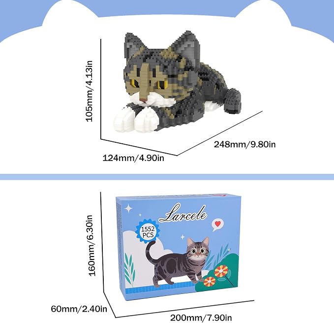 Larcele Micro Building Blocks Set, DIY Mini Building Toy Bricks for Age Over 12 Years, 1552 Pieces KLJM-05 (Chinese Li Hua Cat)