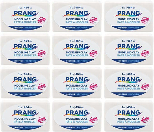 Prang Modeling Clay, White, 1 lb. Block, Case of 12 Blocks, 192 oz. Total | Pliable, Non-Hardening, Non-Staining, Easy Clean-Up, Perfect for Preschool and Elementary Aged Children