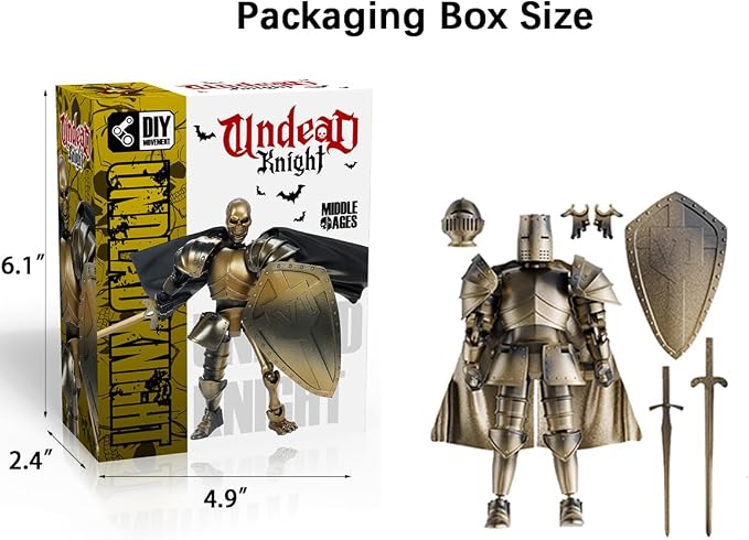 Medieval Action Figures,Knight Armor Action Figure,Multi-Jointed Movable Robot Mannequin T13,Dummy 13 Action Figure(Assembly Required) (A-Golden)