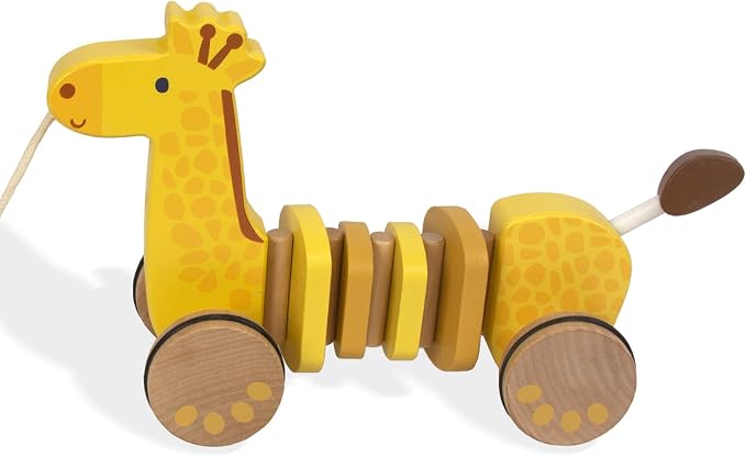 Baby Toys Car,Wooden Pull Along Toddler Toy, Developmental Toy for 1 Year Old Girl Boy Birthday Gift(Giraffe)