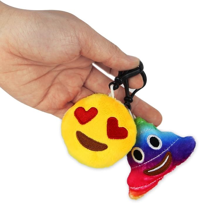 Dreampark Emoticon Keychain Mini Cute Plush Pillows, Party Favors for Kids Valentine's Day Gifts / Birthday Party Supplies, Easter Basket Stuffers Egg Fillers Carnival Prizes Toys for Kids (64 Pack)