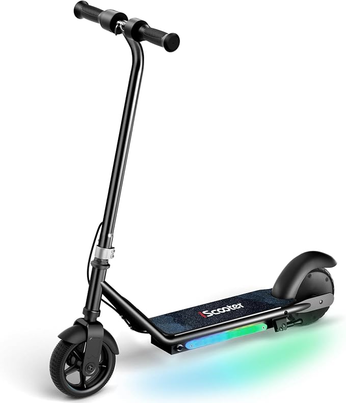 iScooter IK3 Serious Electric Scooter for Kids Aged 6-12, 3/6/10MPH Speed, Dual Brake System, 3 Heights (IK3Pro), Magnetic Charging, Colorful Lights, LED Display, 150W Motor Kids Scooter