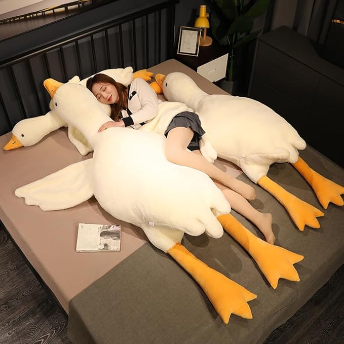Srutirbo Giant Goose Stuffed Animal, 35.4 Inch Soft Goose Plush Pillow, Cute Duck Plush Toy Swan Plushie Doll Sleeping Hugging Pillows Gift for Girls Boys (35.4in)