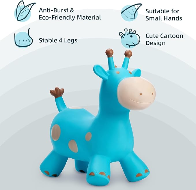 Giraffe Bouncy Animal Hopper for Toddlers, Inflatable Bouncing Hopper Toys, Outdoor Indoor Ride on Horse Bouncer Hopping Toys, Birthday Gifts for Boys Girls 18 Months 2 3 4 5 6 Years Old