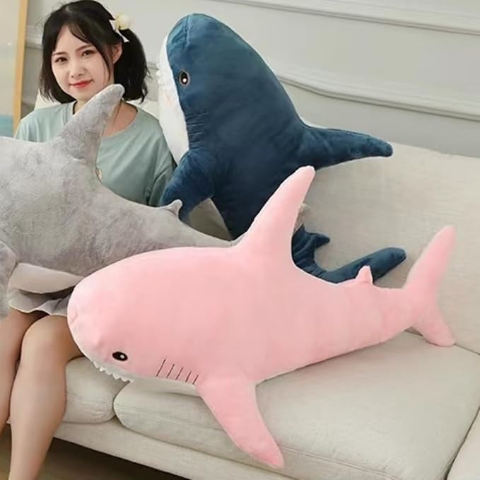 Ryttir 39.4 Inch XXL Giant Shark Stuffed Animals,Chubbier Shark Pillow Soft Shark Plush Shark Body Pillow Stuffed Shark Décor, Perfect Chrismas Stress Relief Gift for Kids Women
