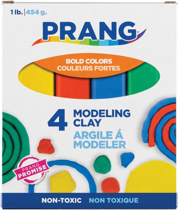 Prang Modeling Clay, Primary Set, 1 lb. Box, Case of 12 Boxes | 1/4 lb. Sticks of Red, Blue, Green, and Yellow, Pliable, Non-Hardening, Non-Staining, Easy Clean-Up