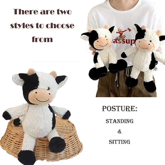 11.8" Cow Stuffed Animals Soft Cuddly Cow Plush Stuffed Animal Toy for Kids