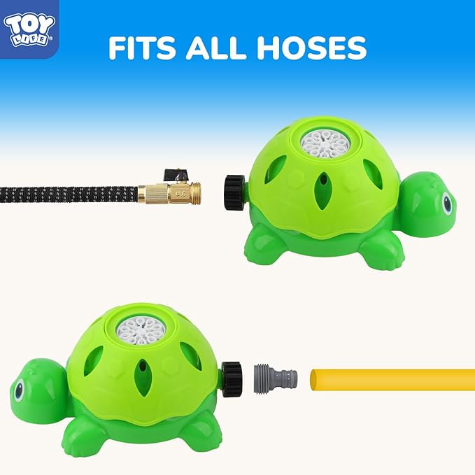 TOY Life 2-in-1 Turtle Sprinkler for Kids with Bubble Machine – Kids Water Sprinkler for Yard, Outdoor Water Toys for Kids Ages 3-5 4-8, Rotating Backyard Sprinkler Toy for Outdoor Summer Water Play