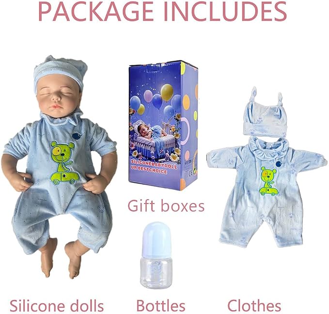 Boy 18.5 Inch, Silicone Reborn Baby Dolls, Realistic Baby Doll, Reborn Baby Dolls Silicone Full Body, Not Vinyl, Posable Newborn