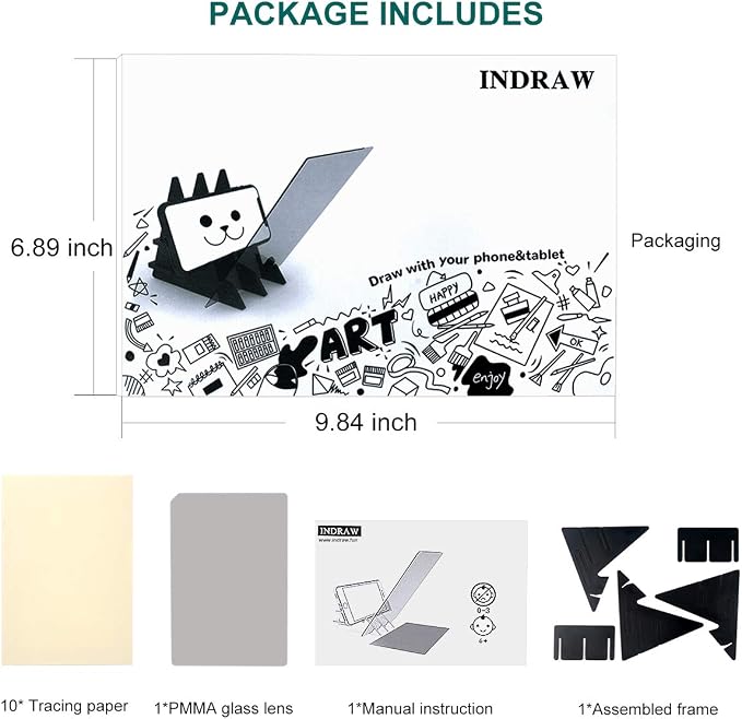 Optical Drawing Board Portable Image Drawing Board Tracing Drawing Projector Painting Board Sketching Tool with PMMA Lens for Beginners, Artists (7.9” x 5.3”) - Small