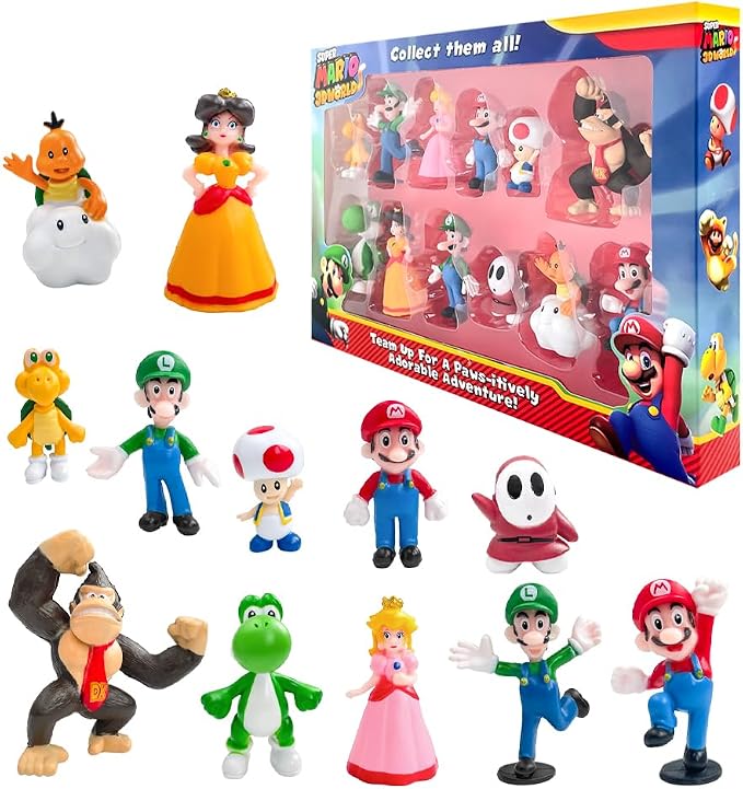 12PCS Mario Action Figures PVC Figurines Set, Collectible Dolls for Collectors,Fan Gift for Men Women Character (MA1)