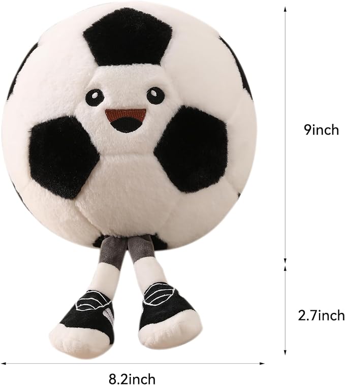 Funny Soccer Ball Pillow Plush with Legs - Cute Stuffed Animal Plush Toy for Boys Girls, Soccer Throw Pillow for Room Decor, Couch, Bed or Birthday Gift for Soccer Enthusiasts (Soccer 11 Inch)