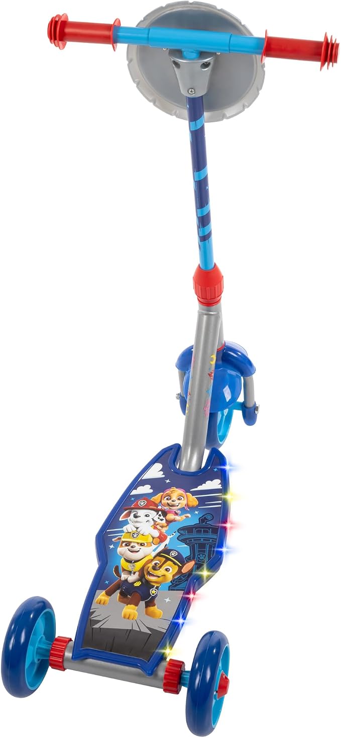 Huffy Toddler 3-Wheel Scooter for Kids, Multiple Colors & Licensed Character Graphics, Ages 3+, Durable Steel Frame, Wide Non-Slip Deck, Stable Lean-to-Steer Design, Light-Up Options, Girls/Boys