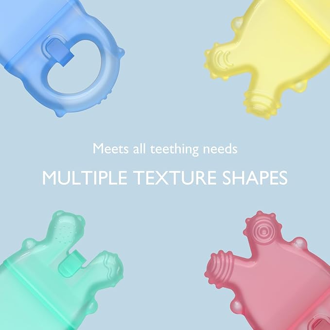 Momcozy Baby Teether Toys | Food Grade Silicone Teething Relief 0-6 Months | Toy 6-12 Months | Baby Essential | Yellow and Blue