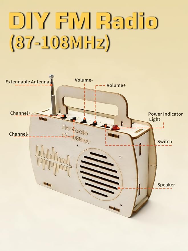 STEM Toys DIY Radio Kit Science Kits for Kids Age 8-12 12-14, Engineering Electronics Project Building Your Own Radio for Boys Girls