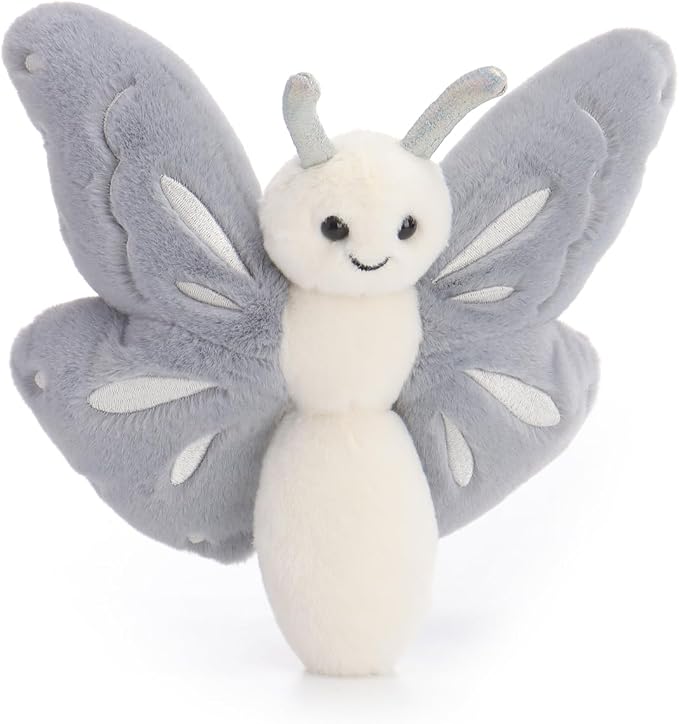 Apricot Lamb Gray Butterfly Stuffed Animals for Kids, Soft Cute Plush Toys for Baby Girl and Boy, 7.5 Inches