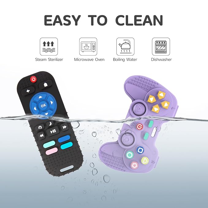 2 Pack Silicone Teethers for Babies 6-12 Months, Teething Toys for Babies 0-6 Months, Remote Teether for Baby, Sensory Toys for Baby,Toddler Infant Girl Boy Gifts