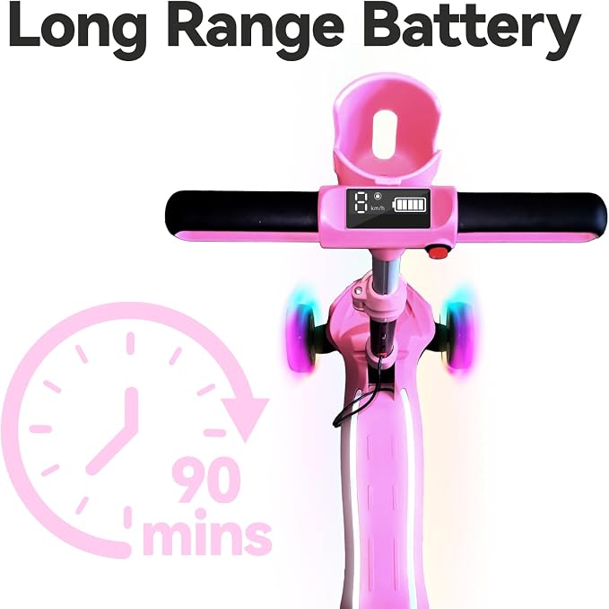 3 Wheel Electric Scooter for Kids Ages 3-10, w/Storage Basket, LCD Screen, Full Body Lights Up, Wide Deck, 5Mph Safe Speed, 90min Riding, Balance Foldable Kick Scooter for Boys & Girls