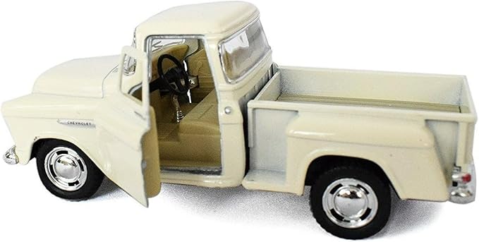 KiNSMART 1955 Chevrolet Stepside Pickup Truck 5 Inch 1:32 Scale Die Cast Metal Little Truck (White)