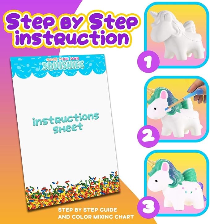 Insnug Sensory Toys Squishy Toy Food - Stress Relief Squishies for Girl Kids Age 4 6 8 10 Kawaii Jumbo DIY Slow Rising Squeeze Autism Unicorn Gift Ice Cream Cake Milk Shake Donut Painting Art Set