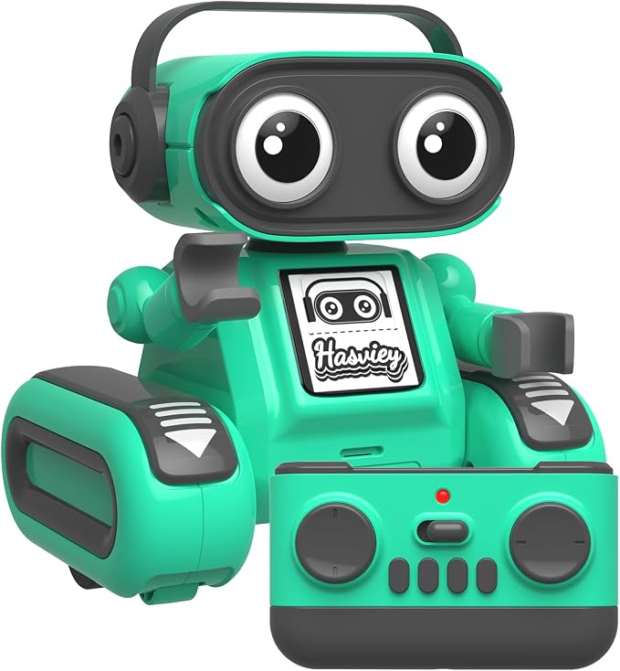 Green Rechargeable Remote Control Robot Toy for Kids Ages 3+ | Auto Demo, Recording & Repeat, Flexible Head & Arms, Rechargeable RC Robot, Great Birthday & Christmas Gift for Little Kids