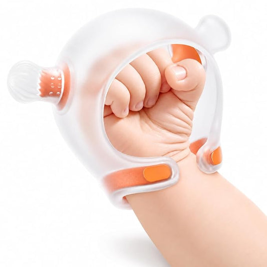 Garkoko Baby Teether for 4+Months, Wrist Hand Teether Toy for Babies, Anti-Drop Silicone Teething Relief Toy, BPA Free Sensory Chew Toy for Sucking Needs, Easy Hold Teether for Infants & Toddlers