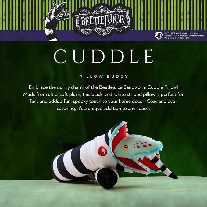 Beetlejuice Halloween Sandworm Bedding Super Soft Cozy Decorative Pillow, (Officially Licensed Product) By Franco Collectibles