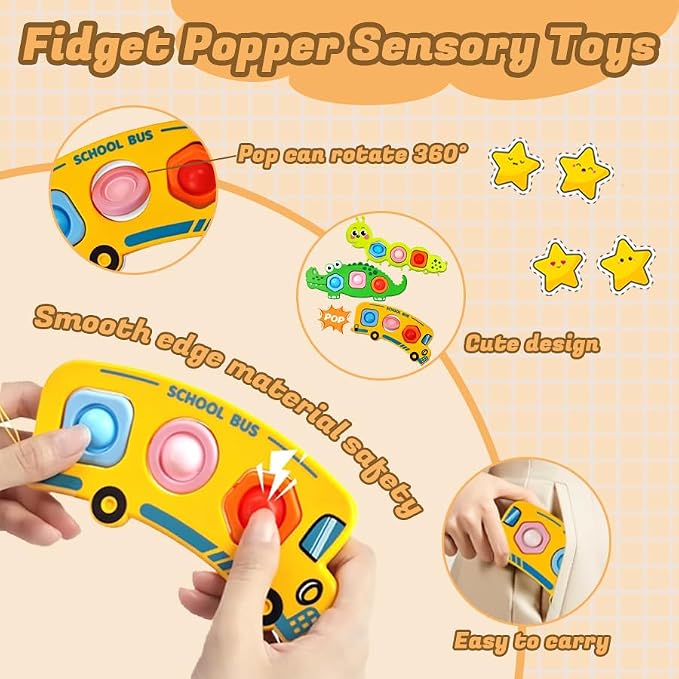 3PCS Fidget Popper Sensory Toys Airplane Travel Activities for Toddlers | Kids Sensory Push Strips , Popping Bubbles Montessori Busy Toy, fidget toys, toddler travel toys, Classroom Gifts for Kids