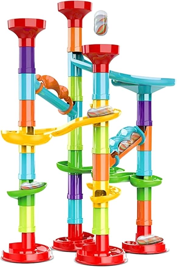 50Pcs Marble Run Set Building Blocks with 30 Glass Marbles for Kids Girls Boys Toys Stem Maze Educational Race Game Birthday Gifts (SmallB)