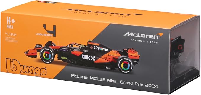 Bburago 1:24 2024 Race McLaren MCL38 with Helmet, Piastri #81