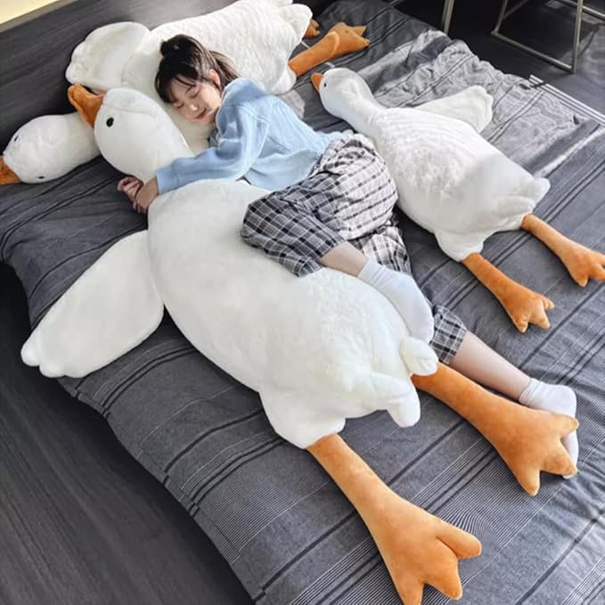 19.5 Inches Goose Stuffed Animal Stuffed Goose Plush White Swan Throw Pillow Toy (White, 19.5")