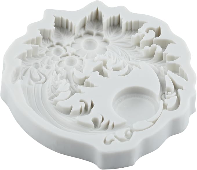Baroque Floral Relief Polymer Clay Molds Baroque Flower Leaf Moon Silicone Mold for DIY Crafts Epoxy Resin Casting Polymer Clay Tools Craft Air Dry Jewelry Making